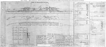 A preliminary design (no.1) for a 70,000 ton battleship based upon the proposal of Senator Benjamin Tillman, comparable to the later "Montana" design of 1940