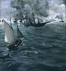 The Battle of the Kearsarge and the Alabama, 1864, Philadelphia Museum of Art. Inspired by the Battle of Cherbourg (1864)