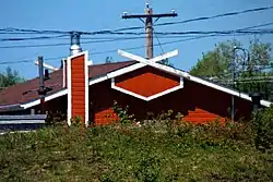 A roof and a chimney