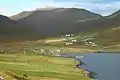 Øravík in May 2002. Hotel Øravík is located in the brown buildings in the center of the photo.