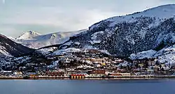 View of the village in winter