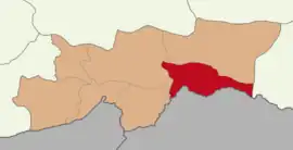 Map showing Uludere District in Şırnak Province