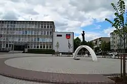 City centre with monument to Adam Mickiewicz