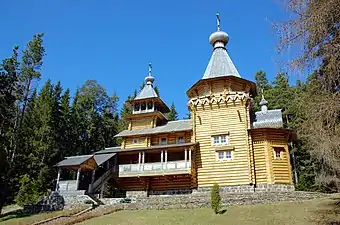 The rebuilt Saint Prophet Elias Skete on Lembos Island, ca. 10 km to the east of the main monastery