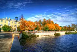 Lake Lompad quay in Lyudinovo