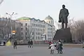 Lenin Square in 2010 with Lenin's monument and Donbass Palace