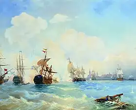 Battle of Reval in 1790 (a copy of Aivazovsky's painting)