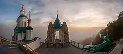 View of the St. Nicholas Church and the St. Andrew Chapel of the Holy Mountains Lavra