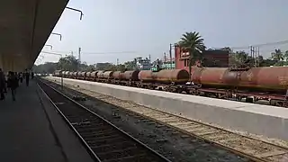 An oil tanker at Rajshahi Railway Station