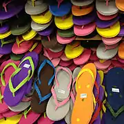 EVA flip-flops for sale in Kanagawa Prefecture; note asymmetry