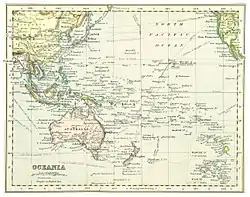 An 1899 British map showing Los Jardines northeast of the Marianas and northwest of the Marshalls