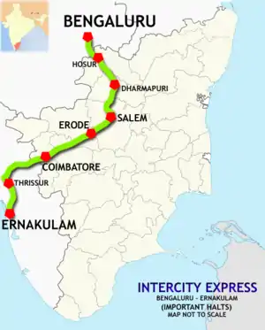 (Bangalore–Ernakulam) Intercity Express route map