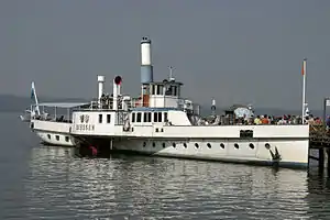 Paddle Steamer Diessen on the lake