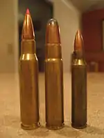 (Left to right) .308 Winchester, .35 Remington Soft Point, and .223 Remington