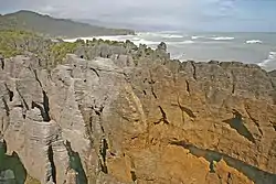 Looking south across Pancake Rocks