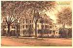 41 Elm Street,  Northampton, MA.  1900 photo shows addition of Victorian-era porches.  Originally built c. 1810.  Federal style.