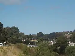 View of 101 heading north from San Miguel Canyon Road overpass in Prunedale