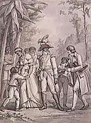 Toussaint Louverture Receiving a Letter from the First Consul, black ink and wash, 1802, Château de Malmaison. It is one of his 69 drawings illustrating the History of France under the Empire of Napoleon the Great.