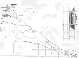 A sketch detailing damage caused by the 1846 hurricane.