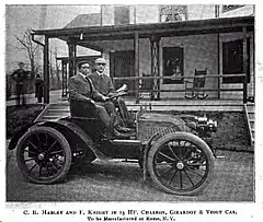 1902 C. G. V. 15hp runabout with Carlton R. Mabley in the drivers seat