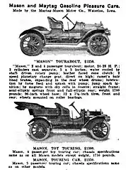 1910 24-hp Mason Tourabout and Toy Touring cars