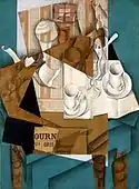 Juan Gris, Le Petit Déjeuner, 1914, gouache, oil, crayon on cut-and-pasted printed paper on canvas, Museum of Modern Art