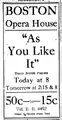 Advertisement, Jewett Players, Boston Opera House, 1915