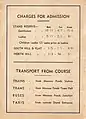 Back cover showing admission charges & transport arrangements