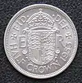 The reverse of the 1953, Elizabeth II, half crown