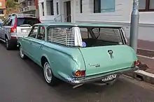 Chrysler AP6 Valiant Safari wagon - early build. Note US 1965 Plymouth Valiant wagon style tail lights with amber turn signals, and rear bumper ends that finish against pressing in lower body panel.