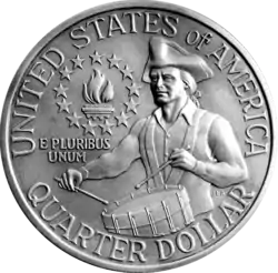 Reverse of bicentennial quarter, 1976