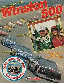 The 1992 Winston 500 program cover, featuring Harry Gant.