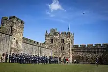 Members of No. 19 Squadron and No. 20 Squadron form a parade in front of Alnwick Castle.