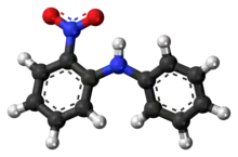 Ball-and-stick model of the 2-nitrodiphenylamine molecule