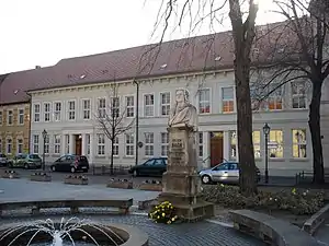 Monument of J.S. Bach in front of his home from 1719 to 1723