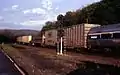 Material handling cars on the westbound Three Rivers circa 2002