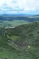 A trail leads from the parking lot to the crater floor.