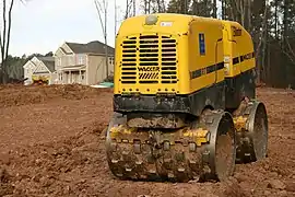 A trench roller operated by remote control for operator safety