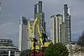 Construction (foreground) ongoing near the skyscrapers' area, with the El Faro Towers (back left) in the background.