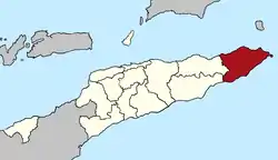 Map of East Timor highlighting the Municipality