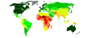 United Nations Human Development Index by country as of 2016