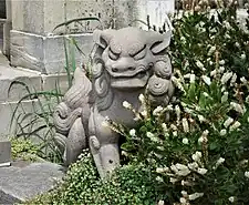 A lion sculpture in the Walled Garden