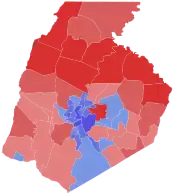 A map of the 2022 Frederick county executive election showing how candidates did in each precinct.