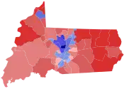 A map of the 2022 Wicomico county executive election showing how candidates did in each precinct.