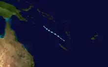 Track map of a Tropical Depression to the east of Vanuatu