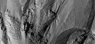 Close-up of gullies in a crater from previous image. Image taken by HiRISE under HiWish program.  Location is Mare Acidalium quadrangle.