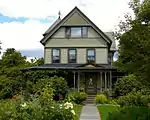 293 Elm Street, Northampton, MA.  Queen Anne style rendered in painted clapboard.