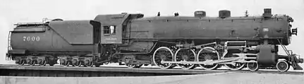 Locomotive with a normal firebox. The round top of the firebox makes attaching the boiler easier