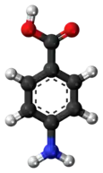 Ball-and-stick model of the PABA molecule