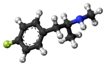 Ball-and-stick model of the 4-fluoromethamphetamine molecule